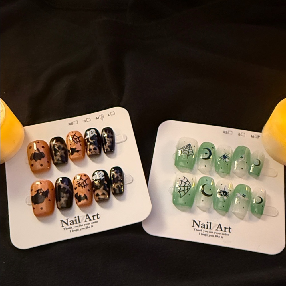 Halloween Nail Art Double Set Adult Medium Reusable NWT